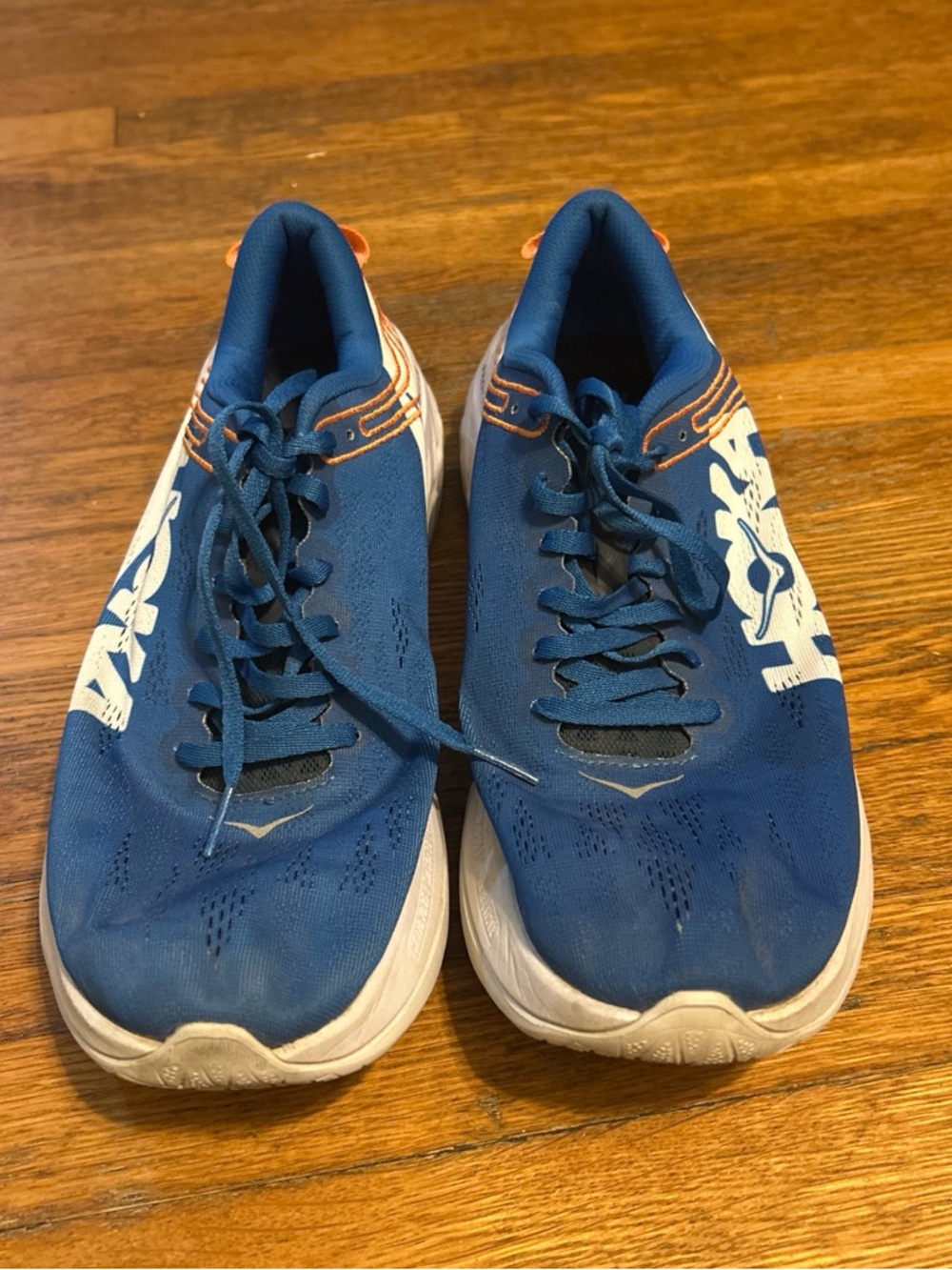 Hoka One One Blue and White Running Shoes
